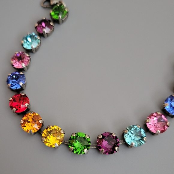 Austrian Crystal Tennis Bracelet in Antique Silver - Picture 7 of 10